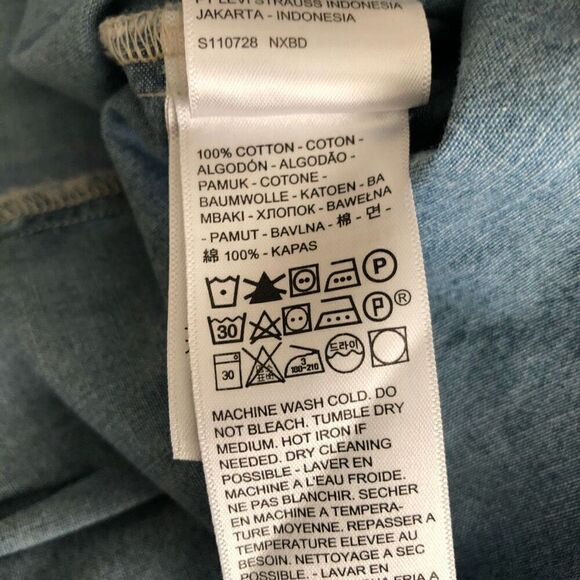 Levi’s Denim Chambray Blue, Mirabelle Dolman Sleeve, Coastal Grandma Top Size S - Picture 6 of 12